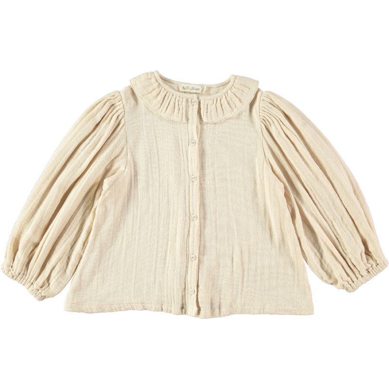 BL01.1-Blouse 2 POSITIONS RUFFLED COLLAR - Ecru