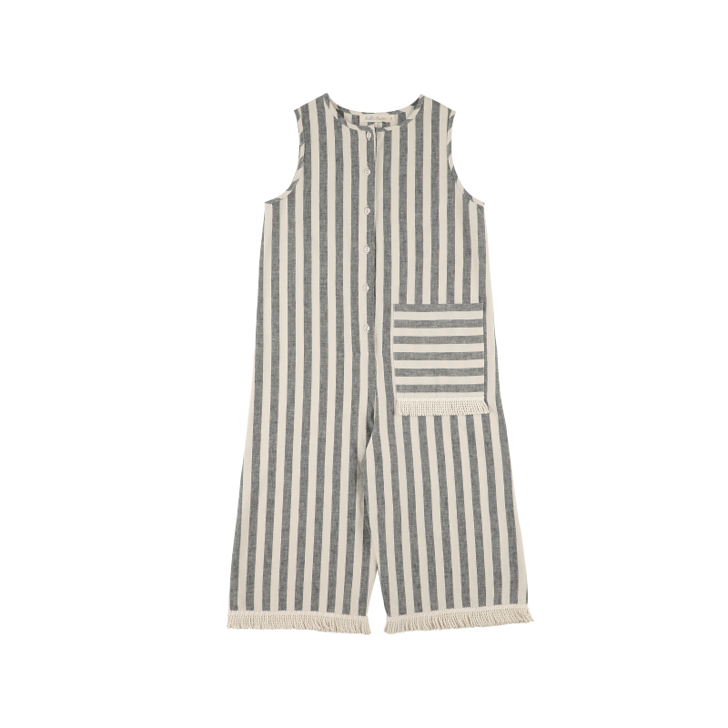 Jumpsuit LONG FLEECES - Grey Wide Stripe