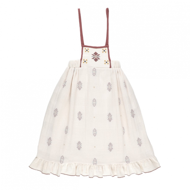 Bib Skirt EMBROIDERED - Ecru