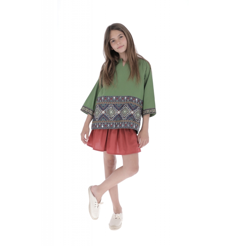 BL05- Blouse EMBROIDERED JACKET - Green